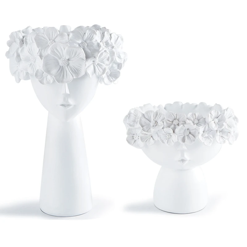 

2Pcs Nordic Resin Flower Fairy Desktop Storage Organization Flower Arrangement Modern Home Decoration Ornaments