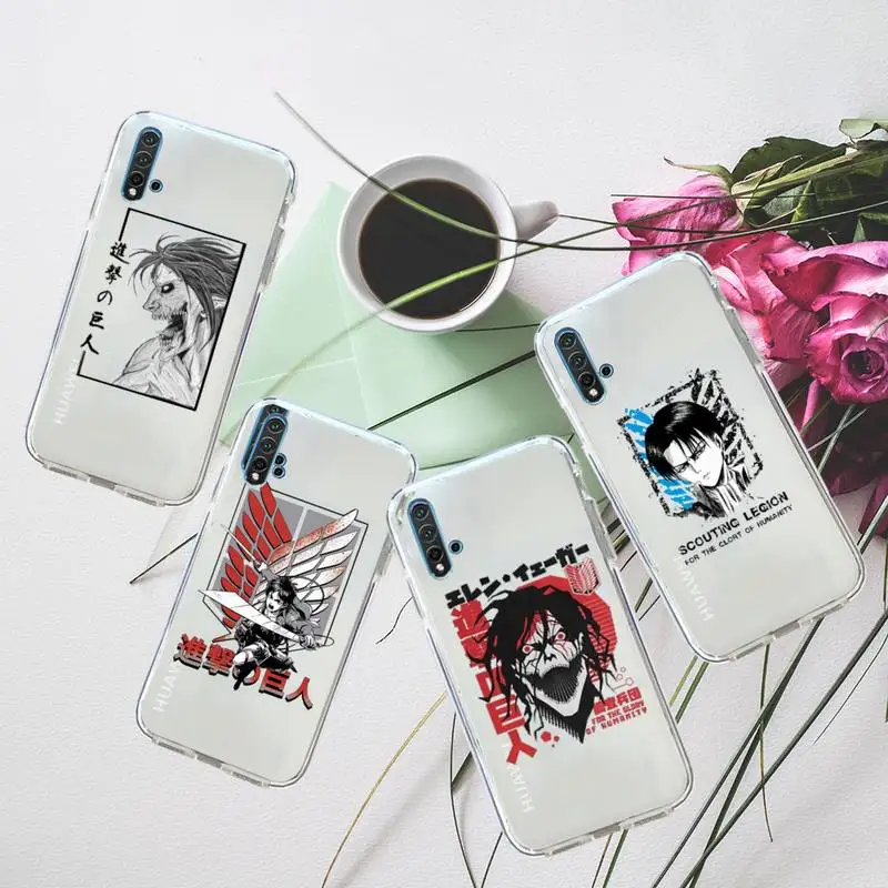 

attack on titan japan anime Phone Case Transparent for Huawei honor P mate 40 20 30 10 50 i 9 x mate pro lite 8a