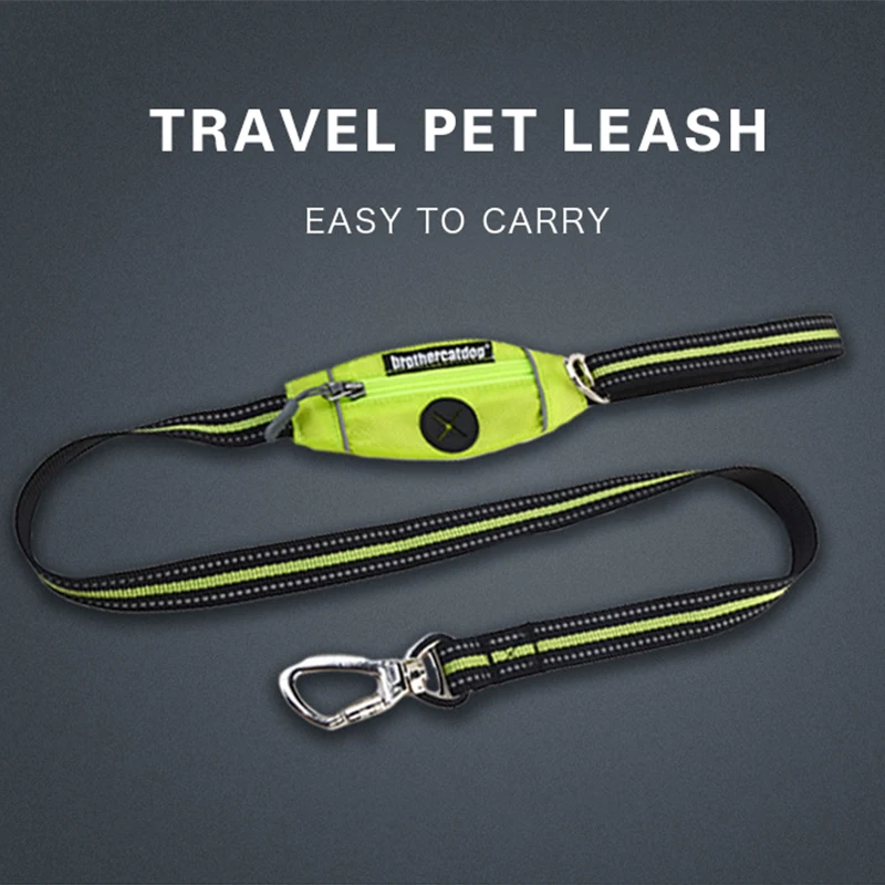 Светоотражающий Поводок для собак с карманом мусора нейлоновая поводок прогулок