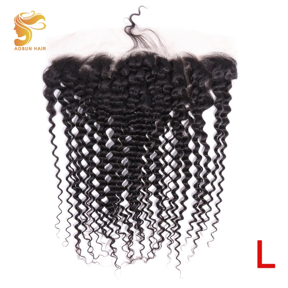 AOSUN бразильские человеческие волосы глубокая волна фронтальная сетка 13X4 от уха