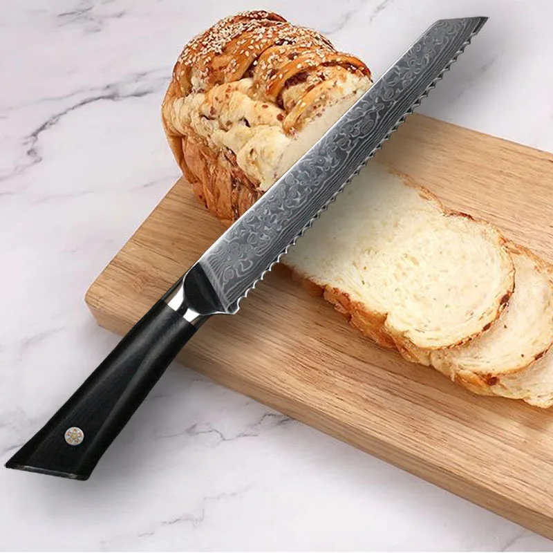 

8 Inch Bread Kitchen Knives 67 Layers Japanese Damascus VG10 Steel Cleaver Frozen Meat Barbecue Knives Ultra Sharp Cooking Tools