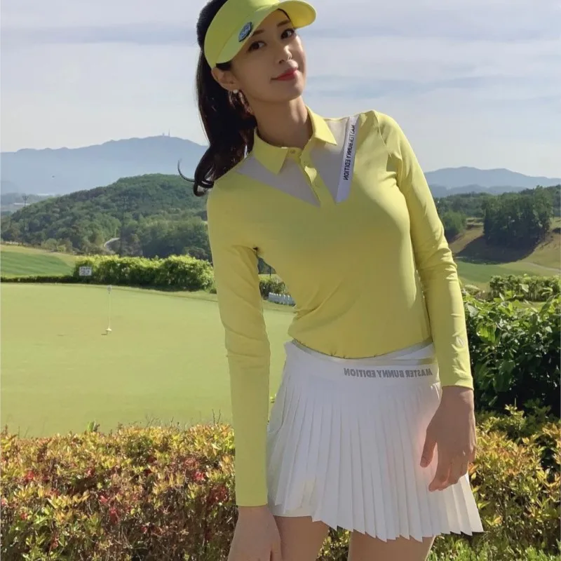 Golf Women's Fall/Winter Sports Long Sleeve Polo Shirt Korean Slim T-shirt Golf Women's Clothing