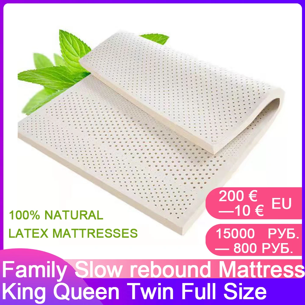 

100% Natural Latex Mattresses Tatami Slow Rebound Home Single Double Mattress Family Bedspreads King Queen Twin Full Size