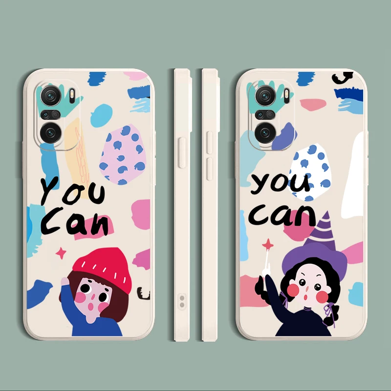 

For Xiaomi Redmi Note 10 5G 10S 9S 9 Pro Max 9A POCO X3 Pro NFC M3 Phone Case Cute Girl Straight Edge Silicone Protective Cover