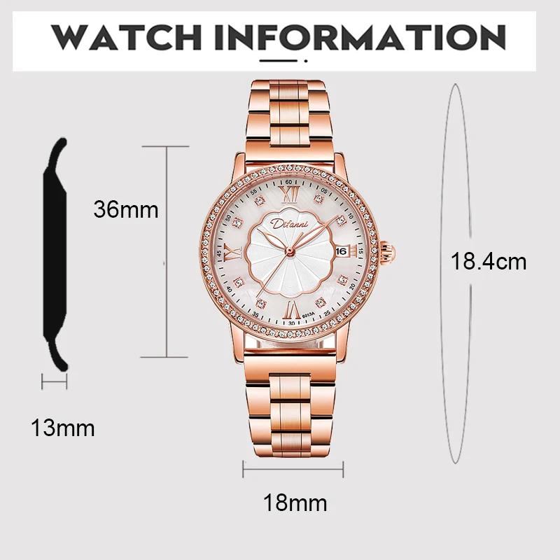 Женские Механические часы Dulunwe наручные из нержавеющей стали цвета розового