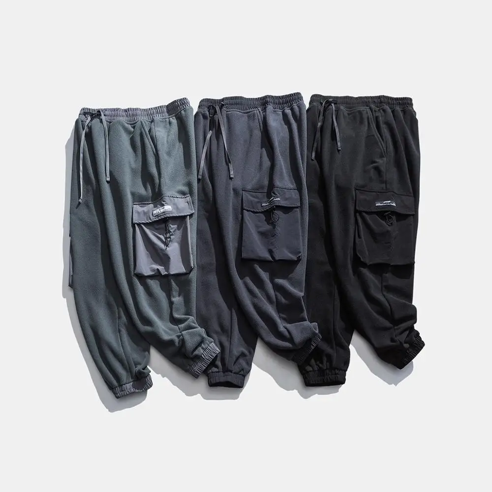 

2020 Winter Vintage Harem Joggers Pants Men Streetwear Harajuku Fleece Sweatpants Jogger Trousers Hip Hop Elastic Waist WY306