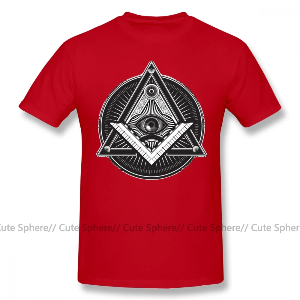 Illuminati футболка Классическая футболка с короткими рукавами графическая 4xl Мужская забавная 100 хлопковая футболка - Цвет: Red