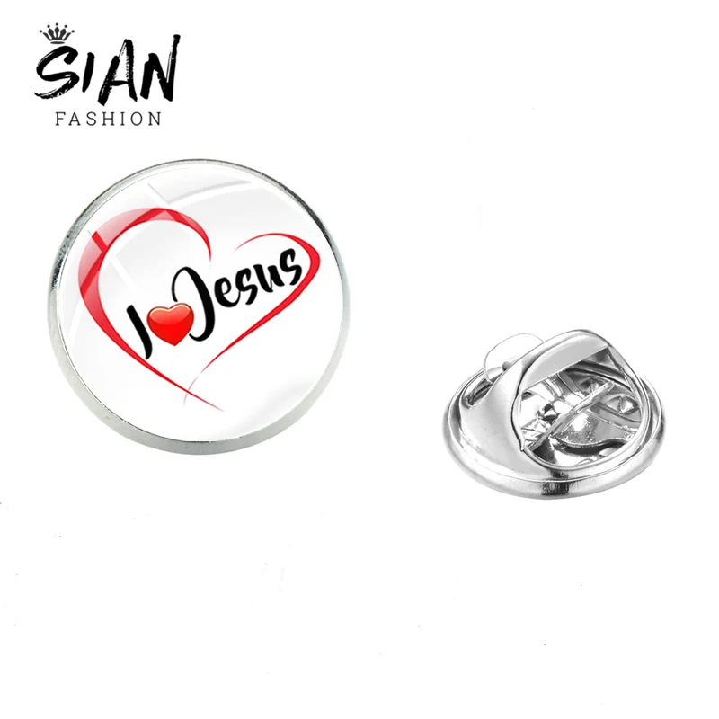SIAN Christians Faith I LOVE JESUS Creative Brooch Pins High Quality Stainless Steel Female Men Bag Badges Clothing Accessories | Украшения