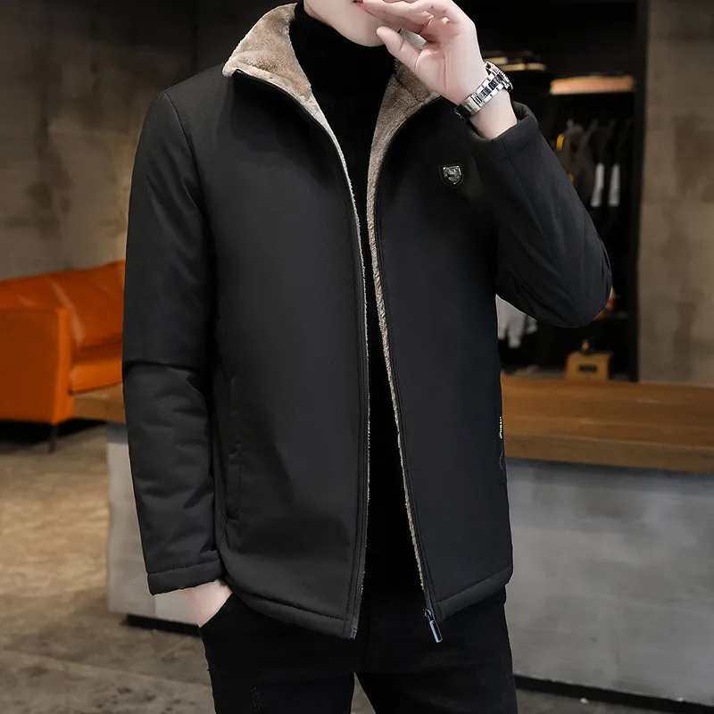 

Новая куртка большого размера Ieisure, теплое зимнее плотное шерстяное пальто, Мужская модная ветрозащитная куртка для зимы