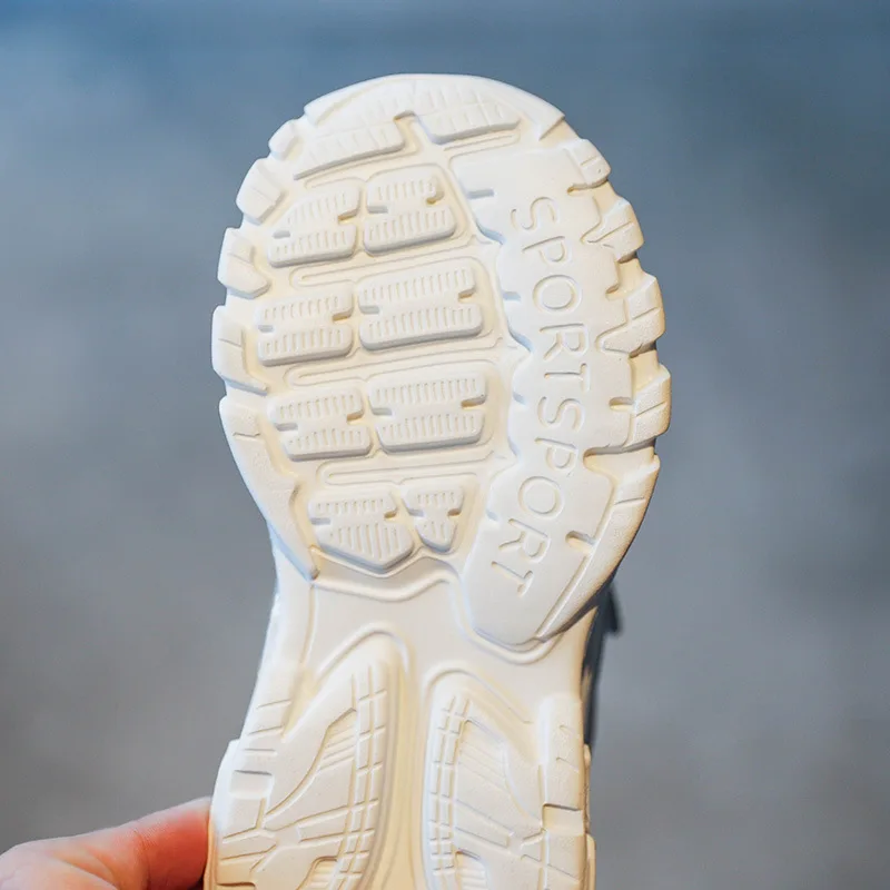 

2021 Spring Kids Boy Girl Shoes Sneakers Hook&Loop Solid Fashion Concise Flat Heels Air mesh All-match Non-slip Breathable Shoes