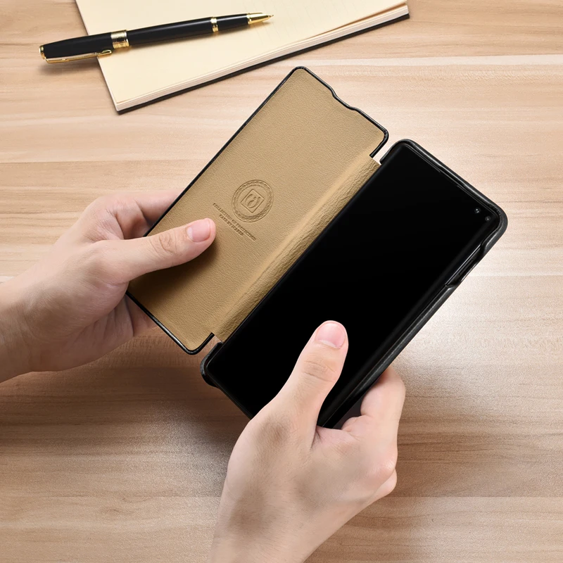 Ретро чехол из натуральной кожи для samsung S10 S9 Plus флип-чехол ручной работы Arc Edge Note 8 9