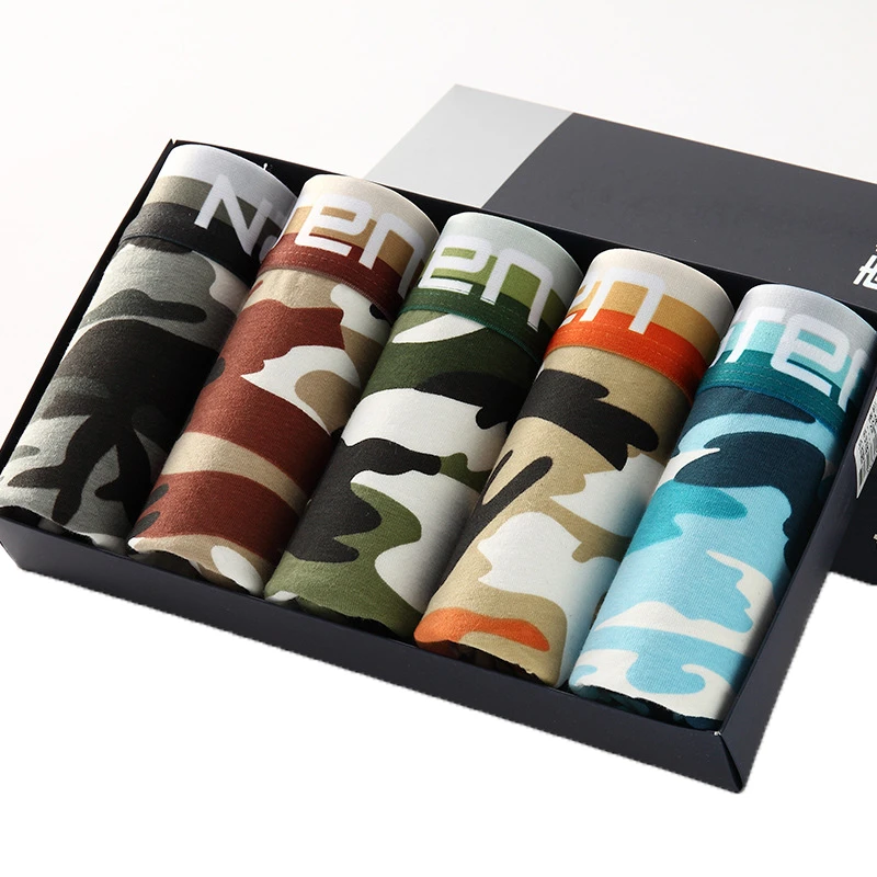 Трусы боксеры мужские хлопок с выпуклым гульфиком 5 шт./лот дышащие большие