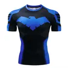 Мужская футболка с 3D принтом Nightwing, компрессионные майки для фитнеса топы с супергероями, костюм с коротким рукавом для фитнеса, футболки для кроссфита