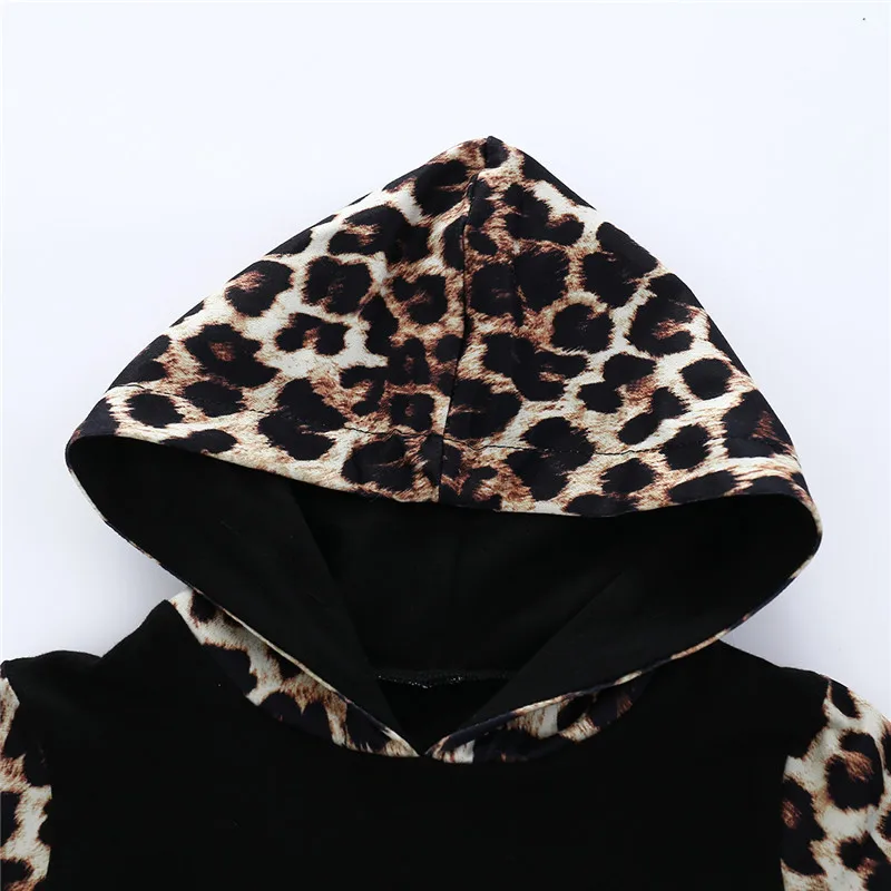 

Infant Kids Clothing 2020 Spring Autumn Toddler Kids Baby Boys Girls Leopard Print Pocket Hooded Sweatshirts Tops+Pants Outfits