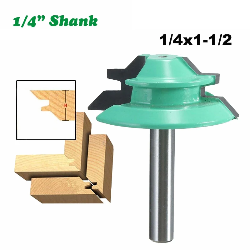 

1PC 1/4" 6.35MM Shank Milling Cutter Wood Carving 45 Degree Lock Miter Router Bit Tenon Milling Cutter Woodworking Machine Tools