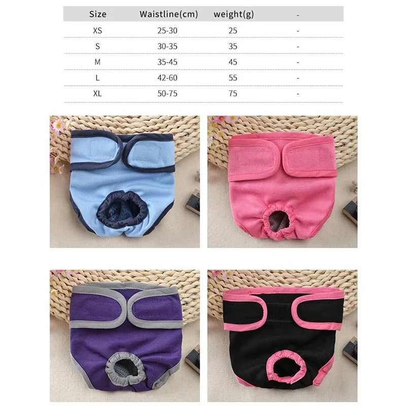 

Female Dog Shorts Puppy Physiological Pants Washable Pet Diaper Briefs For Small Large Girl Dogs Clothes Pet Accessories