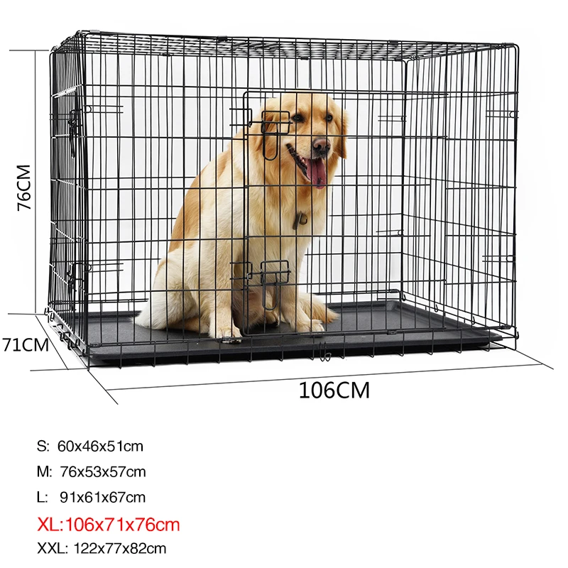 

Domestic Delivery Pet Dog Cage House Double-Door Super Solid 5 Size Dog Kennel Collapsible Easy Install Cage for Small/Large Dog