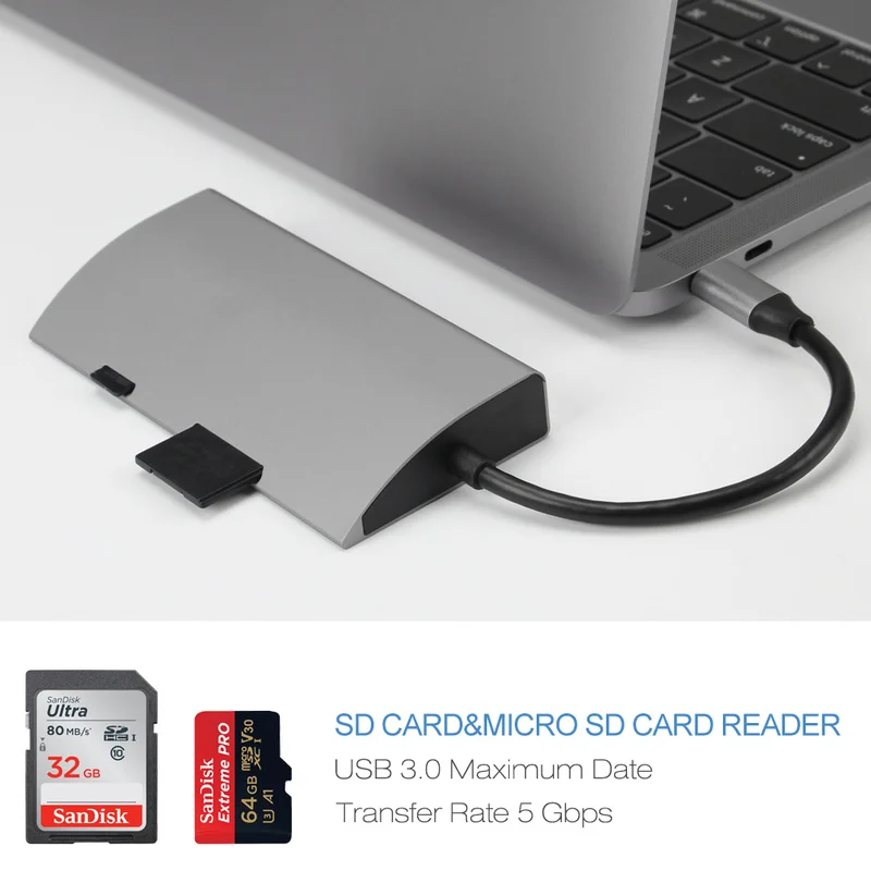 BKSCY USB-C концентратор типа C к USB 3,0 Thunderbolt 3 HDMI 3,5 мм аудио RJ45 адаптер для MacBook Pro samsung Galaxy S9 USB C концентратор