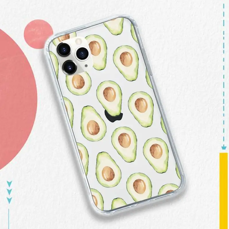 

Avocado cartoon green fruit cute Phone Case Transparent soft For iphone 5 5s 5c se 6 6s 7 8 11 12 plus mini x xs xr pro max