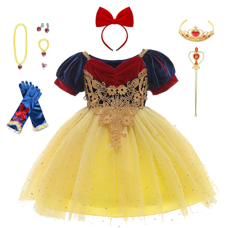 Белоснежное платье принцессы для девочек Роскошное с пышными рукавами на