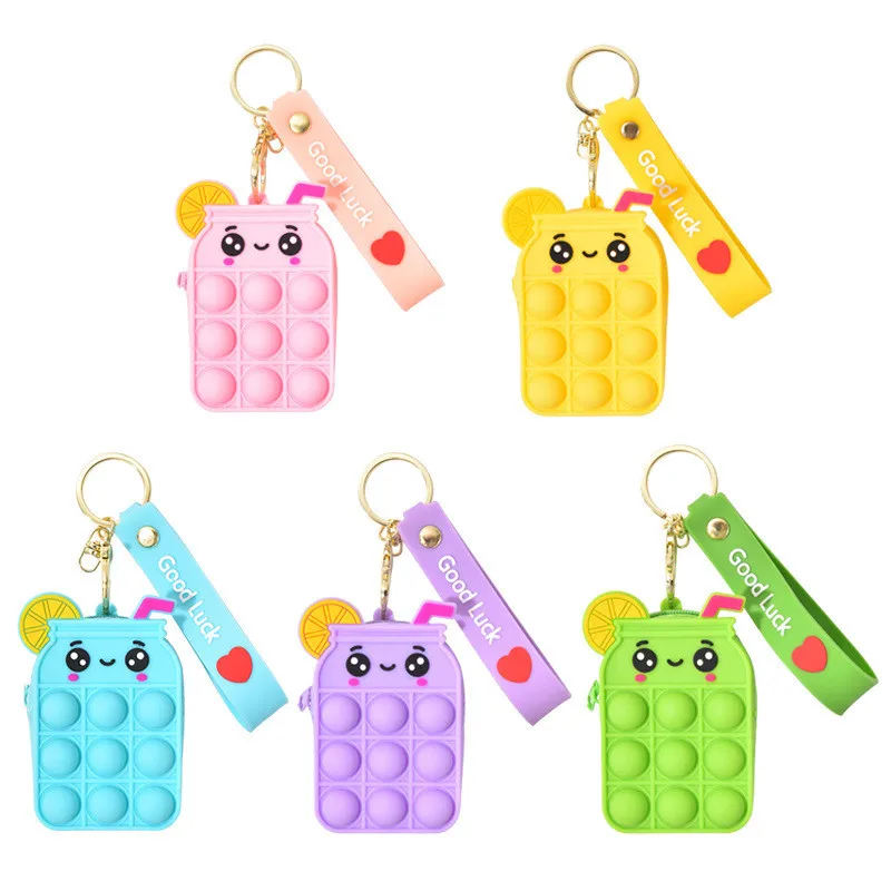 

pop Toys Push Bubbles Lemon Cup Coin Purse Wallet Ladies Bag Silica Simple Dimple Toys for Adult Valentine's Day Gift
