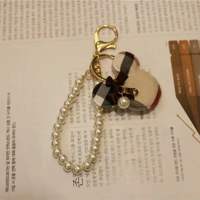 Новинка модный брелок ручной работы в клетку с медведем аксессуары из ткани