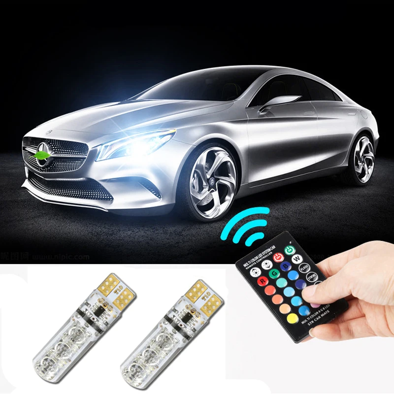 Стояночные огни T10 RGB W5W многоцветные габаритные без ошибок для KIA RIO K2 Hyundai Solaris Accent