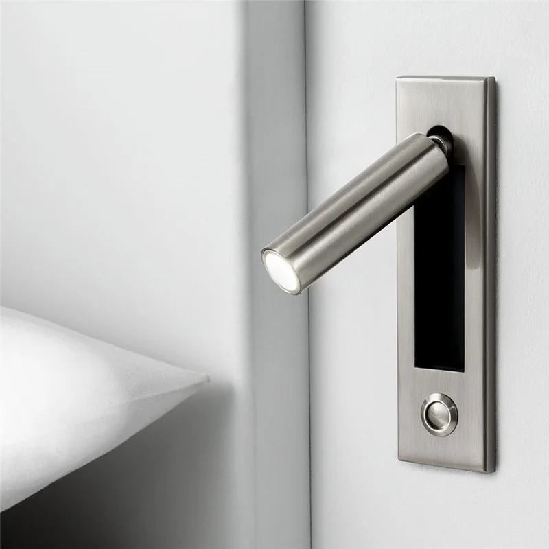 

Embedded Modern Led Wall Lamp Aluminum Rotating Wall Light Bedroom Decor Sconce Lamp Hotel Room Decor Bedside Reading Lights