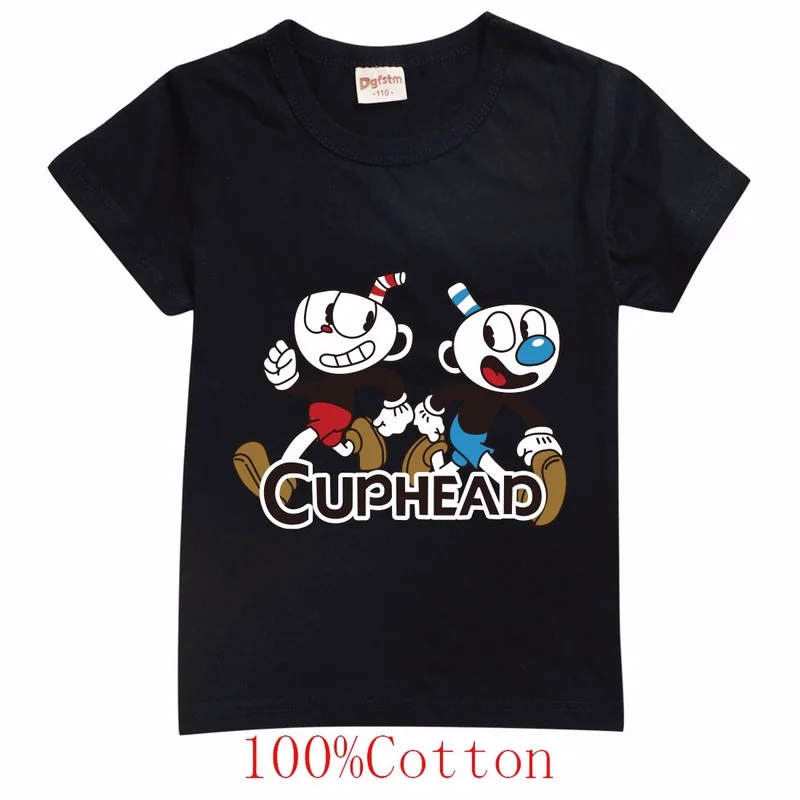 Cupheading Mugman ребенка Детская футболка с принтом для мальчиков и девочек топы детей
