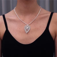 peach heart choker fish line crystal necklace pendants neck zircon women clavicle chain lady feminino collar