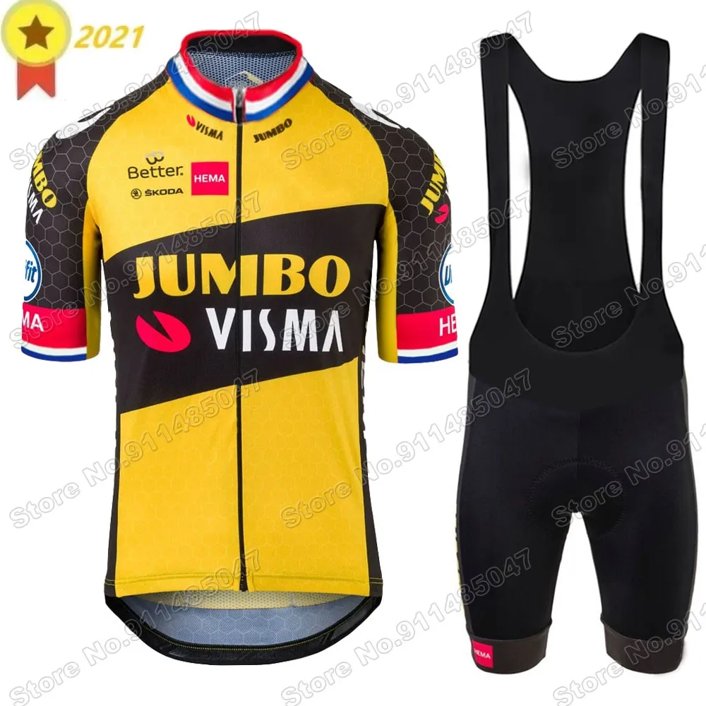 

Maillot Jumbo Visma 2021 Netherland Champion Cycling Jersey Set Clothing Road Bike Shirts Suit Bicycle Bib Shorts MTB Wear Ropa