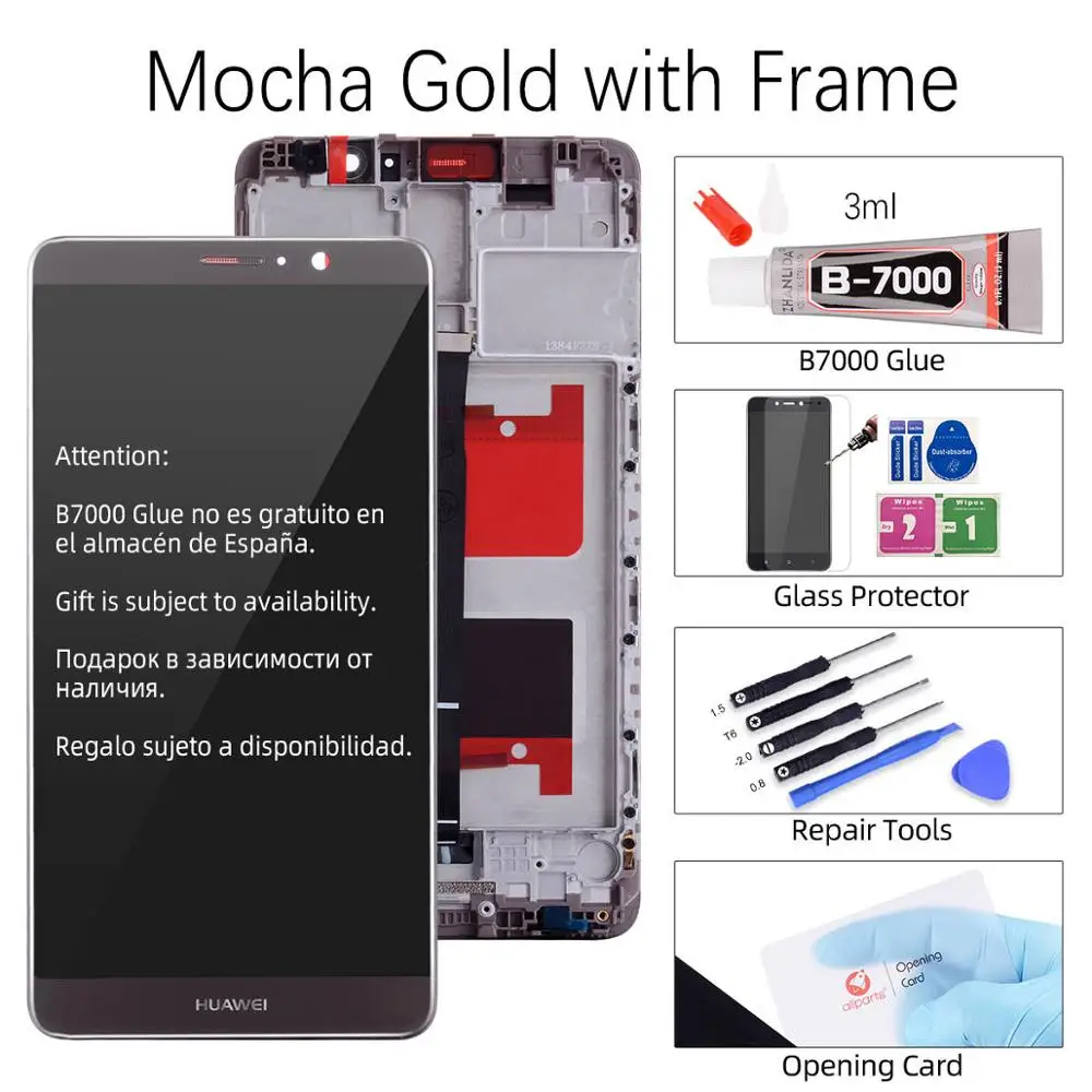 withFrame Mocha Gold ЖК-дисплей для huawei mate 9, кодирующий преобразователь сенсорного экрана в сборе для huawei mate 9, ЖК-дисплей с рамкой MHA-L09 L29, замена - Цвет: withFrame Mocha Gold