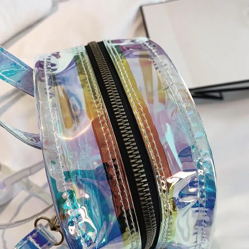 

Herald Fashion Women Transparent Backpack Quality PVC Cool Mini Clear Bag Student Harajuku School Bag Holographic Small Backpack