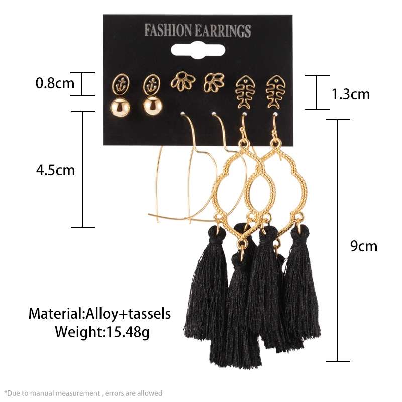 

Fashion Tassel Pearl Stud Earrings For Women New Personality Bohemian Geometric Small Crystal Earring 2021 Trend Golden Jewelry