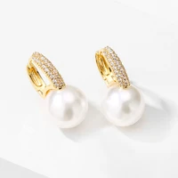 ligh luxury pearl earrings pretty women girl jewelry gold filled classic charm lady party gift