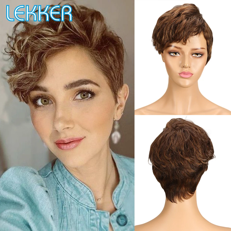 Lekker парики короткие из человеческих волос бразильский Реми 100% человеческие