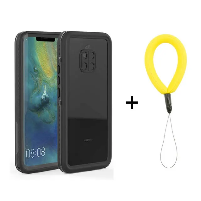 IP68 Водонепроницаемый чехол huawei mate 20 Pro Чехол Funda huawei mate 20 Pro Водонепроницаемый чехол 360 Защита для mate 30 Pro 20Pro чехол - Цвет: Black with Strap