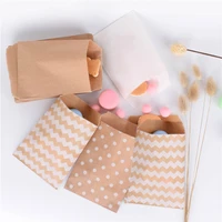 50pcs wave dot kraft paper bag candy biscuit bags packing pouch popcorn bag pastry tool birthday wedding party wrapping supplies