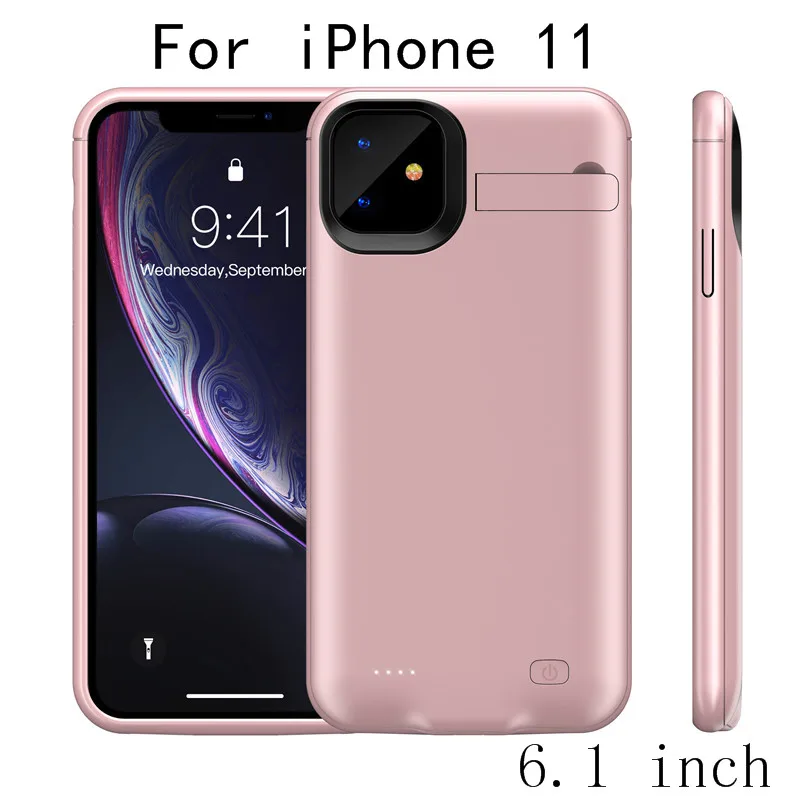 Чехол для зарядного устройства для iPhone 11, тонкий ударопрочный внешний аккумулятор, зарядная крышка для iPhone 11 Pro Max, зарядное устройство, задняя упаковка - Цвет: i11-Pink
