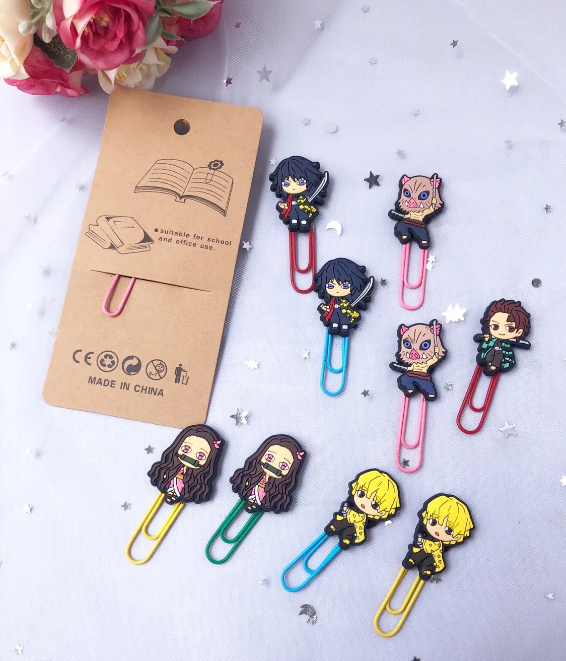 

Demon Slayer Animation Peripherals Lovely Pin Cartoons Paper Clip Tanjiro Bookmarks Kawaii