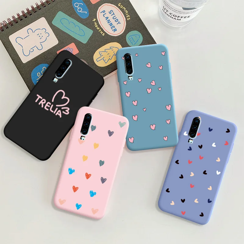 

For Huawei P30 Case Soft TPU Silicone Protective Phone Shell Color Lovely heart Back Cover Cases