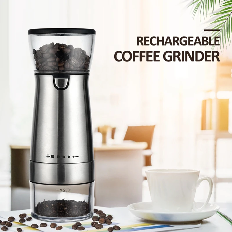 USB электрическая кофемолка из нержавеющей стали регулируемая профессиональная