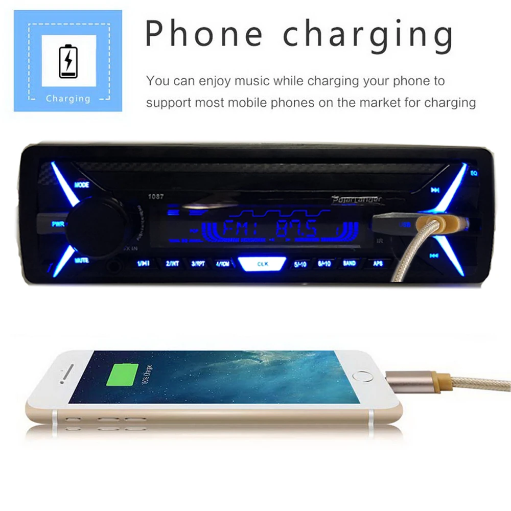 Bluetooth 12V 1 Din Автомобильный MP3 плеер стерео аудио Радио RDS + FM TF/USB In dash 3 5 &quot2018
