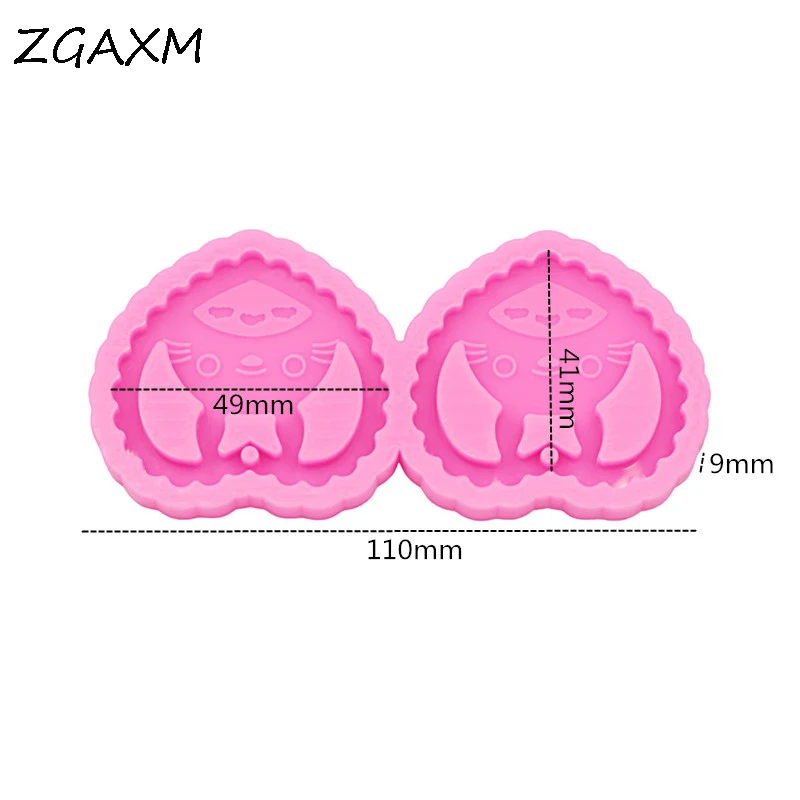 Форма для сережек "Кошка" ZGAXM силиконовая розового цвета