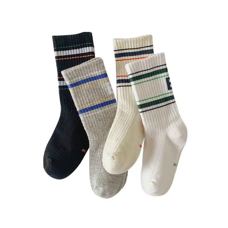 

4Pairs Kids Cotton Socks Spring Autumn Sports Socks Boys Girls Middle Tube Socks for Women