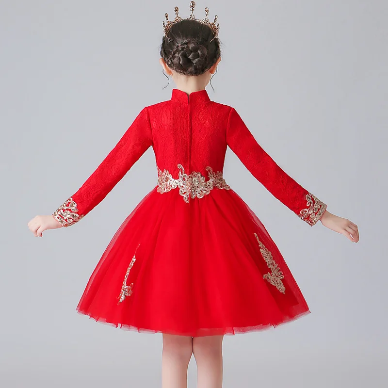 Китайское Новогоднее платье детское свадебвечерние с цветочным принтом для