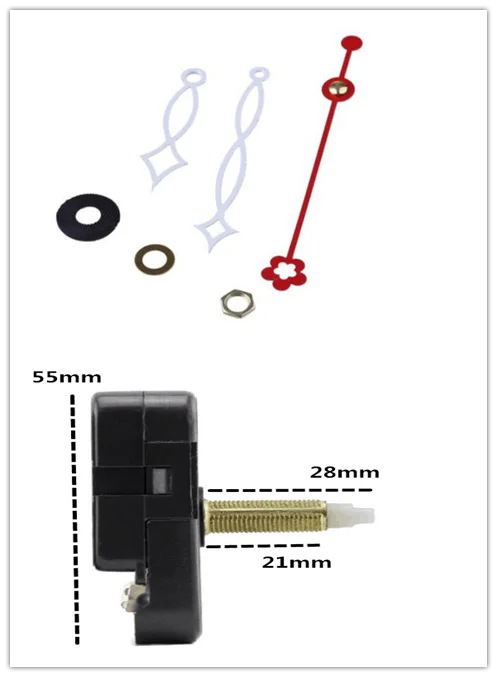 

short Snap In Type clock mechanism with hands Silent Plastic DIY Clock Accessory kits Sweep Quartz Movement