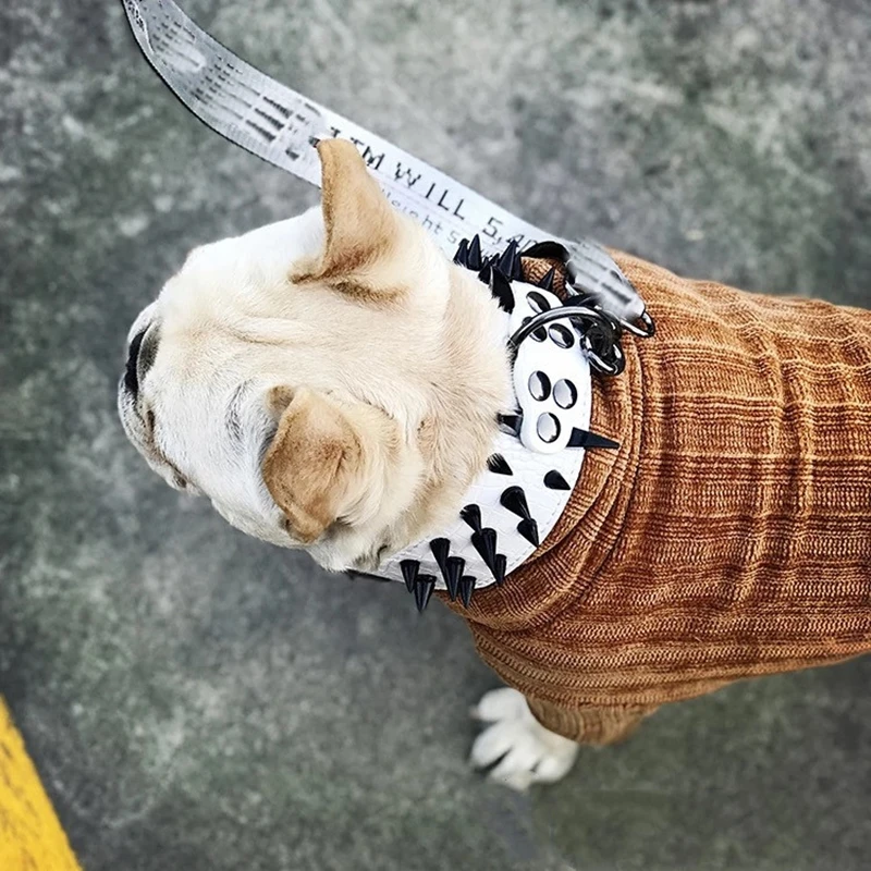 Прочный заклёпный ошейник для собак с острым шипами кожаный поводок щенков