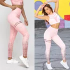Блестящие розовые леггинсы, женские спортивные Леггинсы для фитнеса с высокой талией, для спортзала, для бега, Леггинсы пуш-ап, спортивные эластичные штаны для тренировок