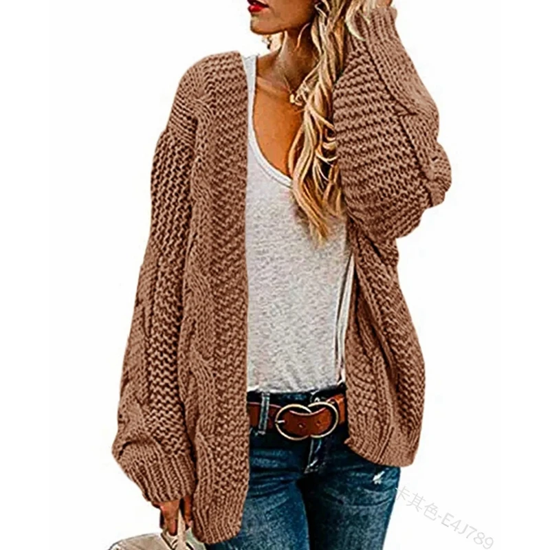 

Mandylandy Cardigan Sweater Women's Casual Knitted Long Coat Sweater Spring Autumn Fashion Solid Color Long Sleeve Loose Sweater